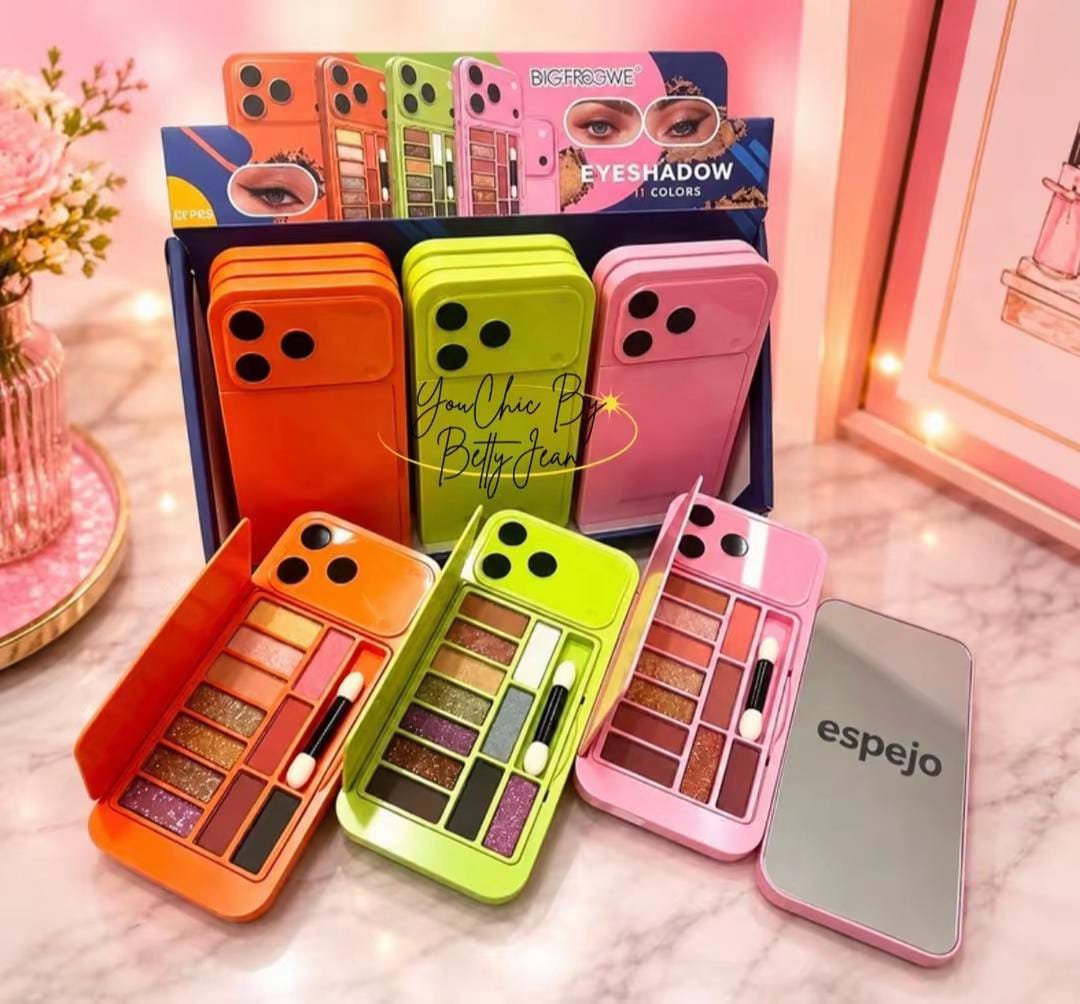 3-in-1 Phone-Shaped Makeup Eyeshadow Palette – 9/10 Color Shades with Applicator