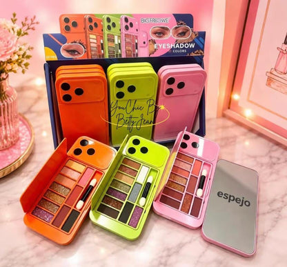 3-in-1 Phone-Shaped Makeup Eyeshadow Palette – 9/10 Color Shades with Applicator