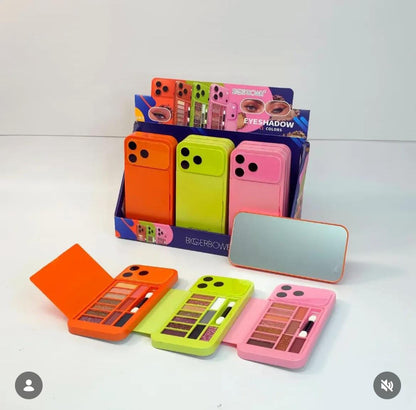 3-in-1 Phone-Shaped Makeup Eyeshadow Palette – 9/10 Color Shades with Applicator